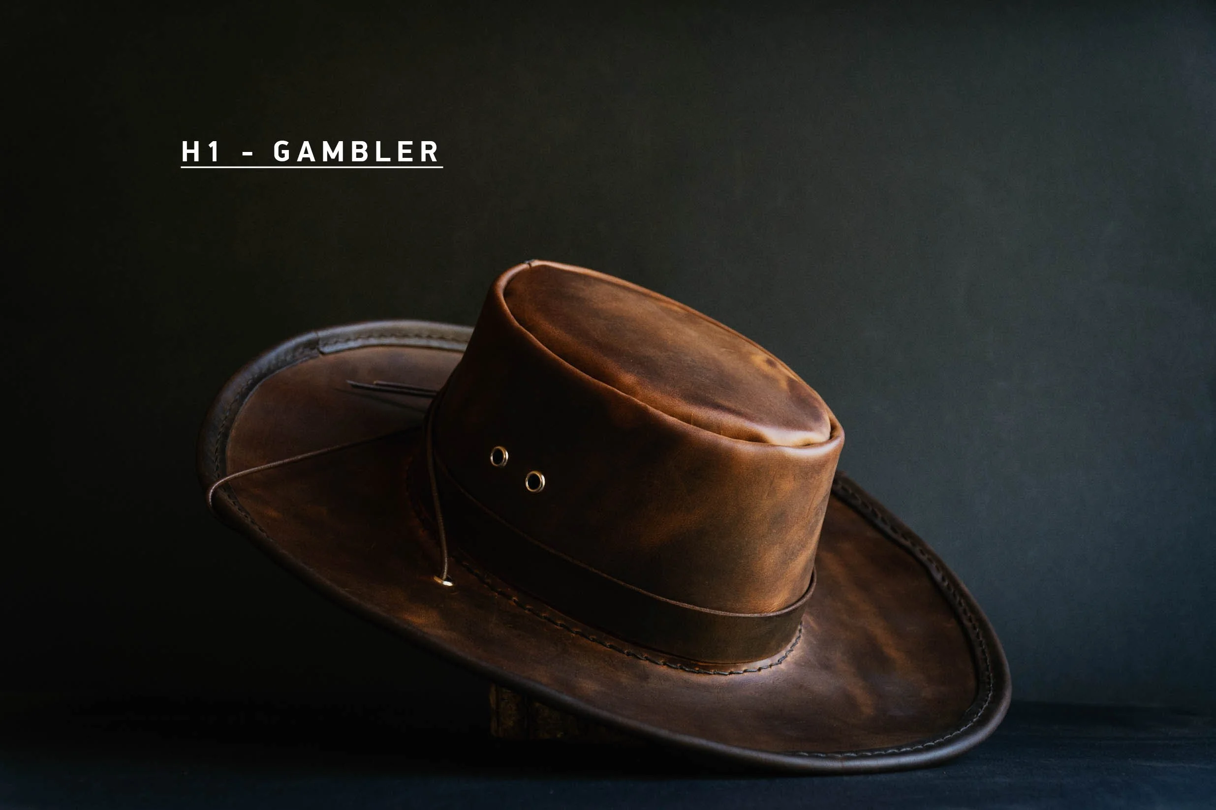 Leather hot sale gambler hat